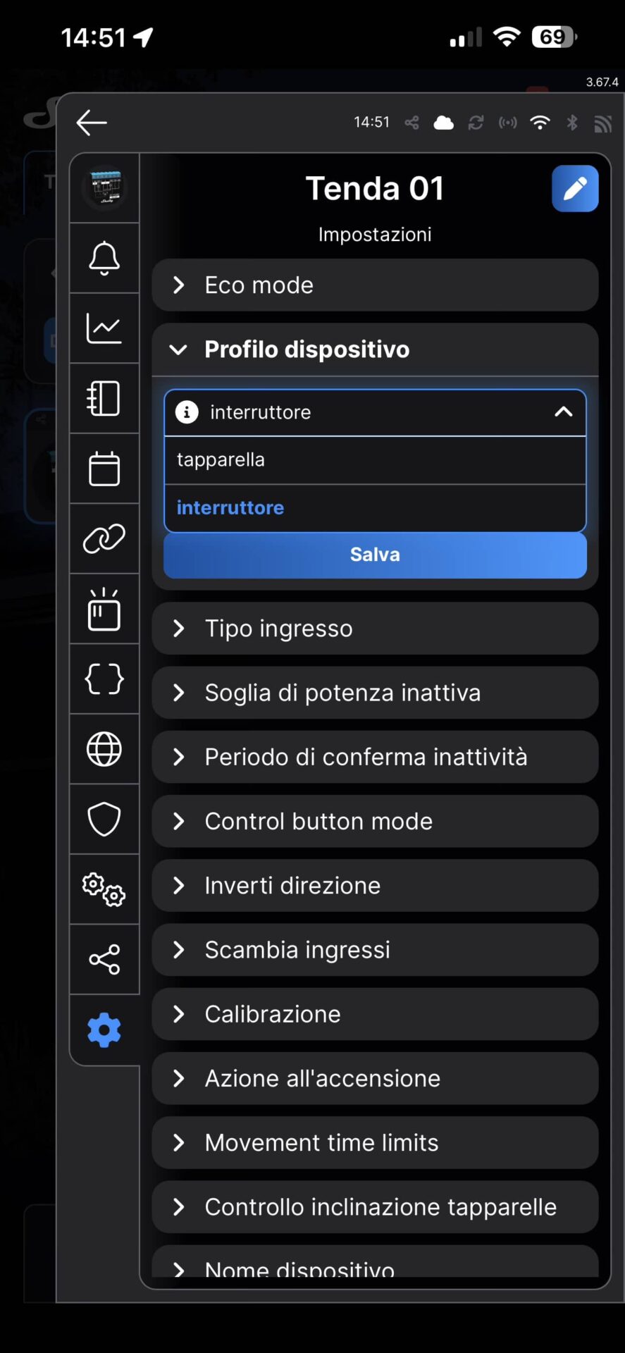 domotizzare una tenda da sole con Shelly